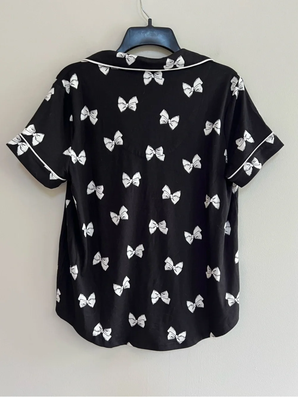 Kate Spade Black White Bow Short Sleeved Pajama Set Dream a Little Dream, size S